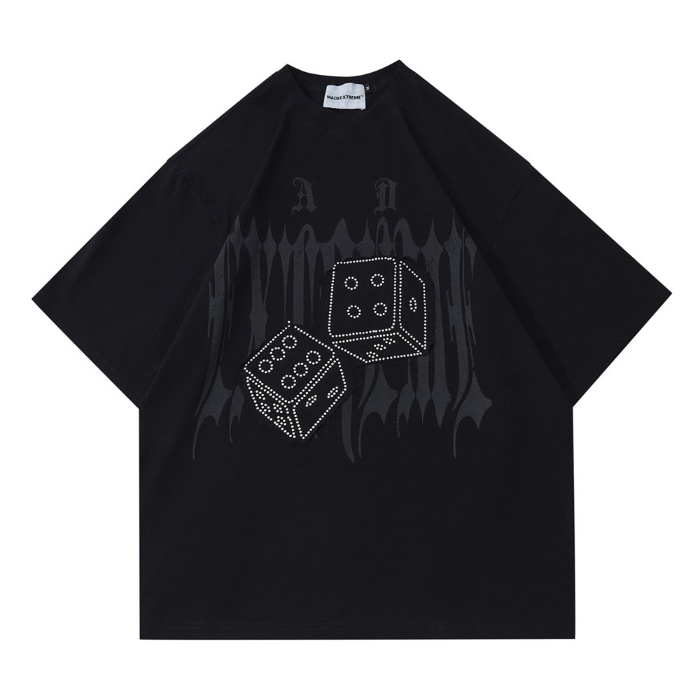 Made Extreme Black Air Dice Letter Graphic Prints Streetwear T Shirt
