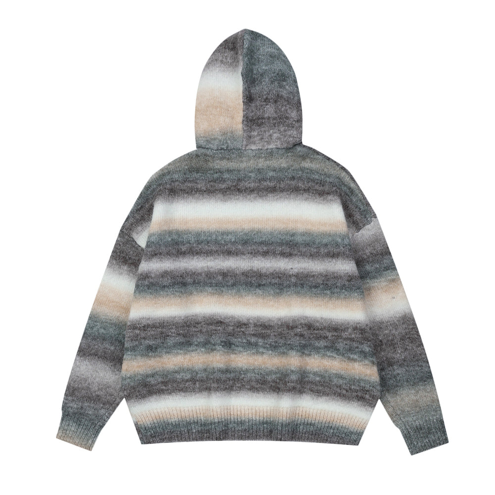 OVDY GRADIENT VINTAGE OIL PAINTING STRIPE HOODED SWEATER