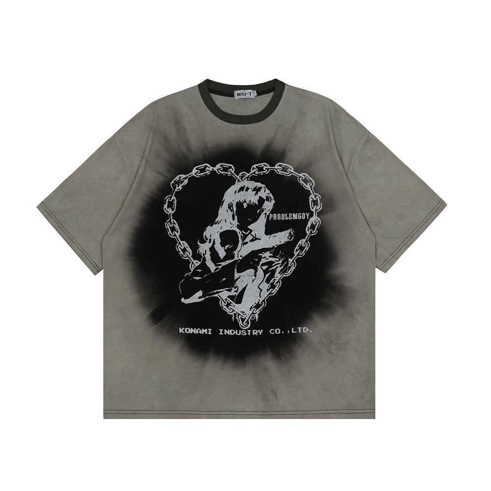 Gothic Dark Streetwear Tie Dye Graphic Prints T Shirt