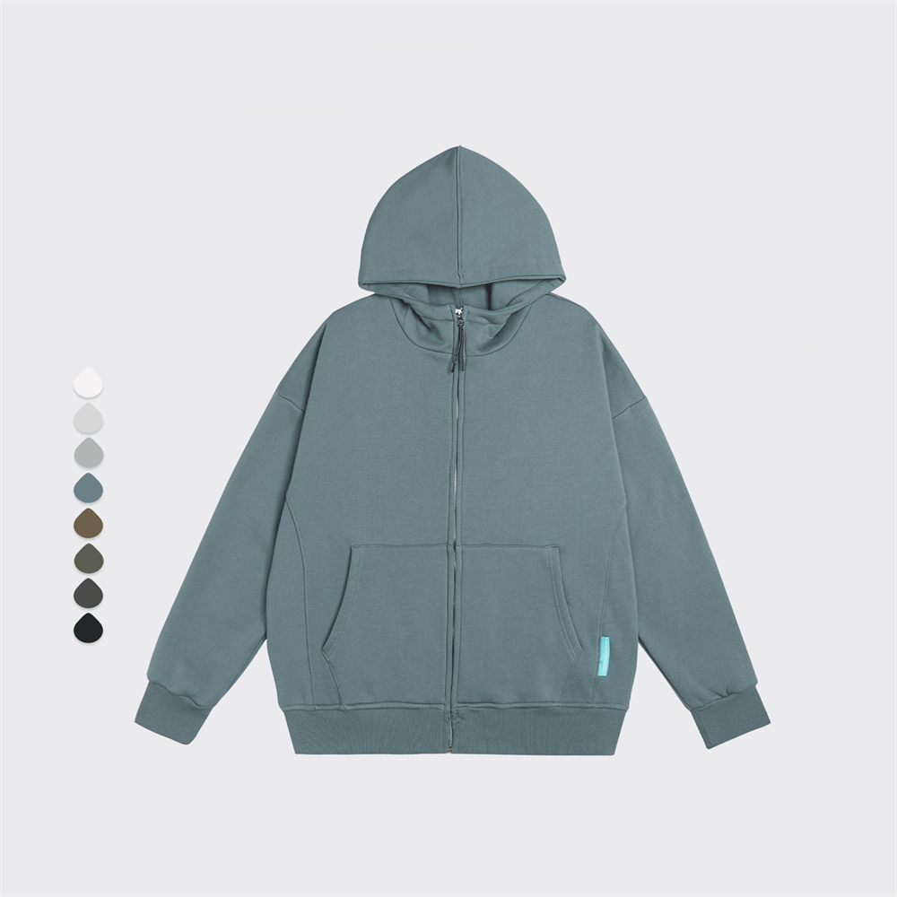 Pure Color Basic Wear Zipper Fly Hoodie Jacket