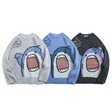 Cartoon Baby Shark Prints Knitted Sweater