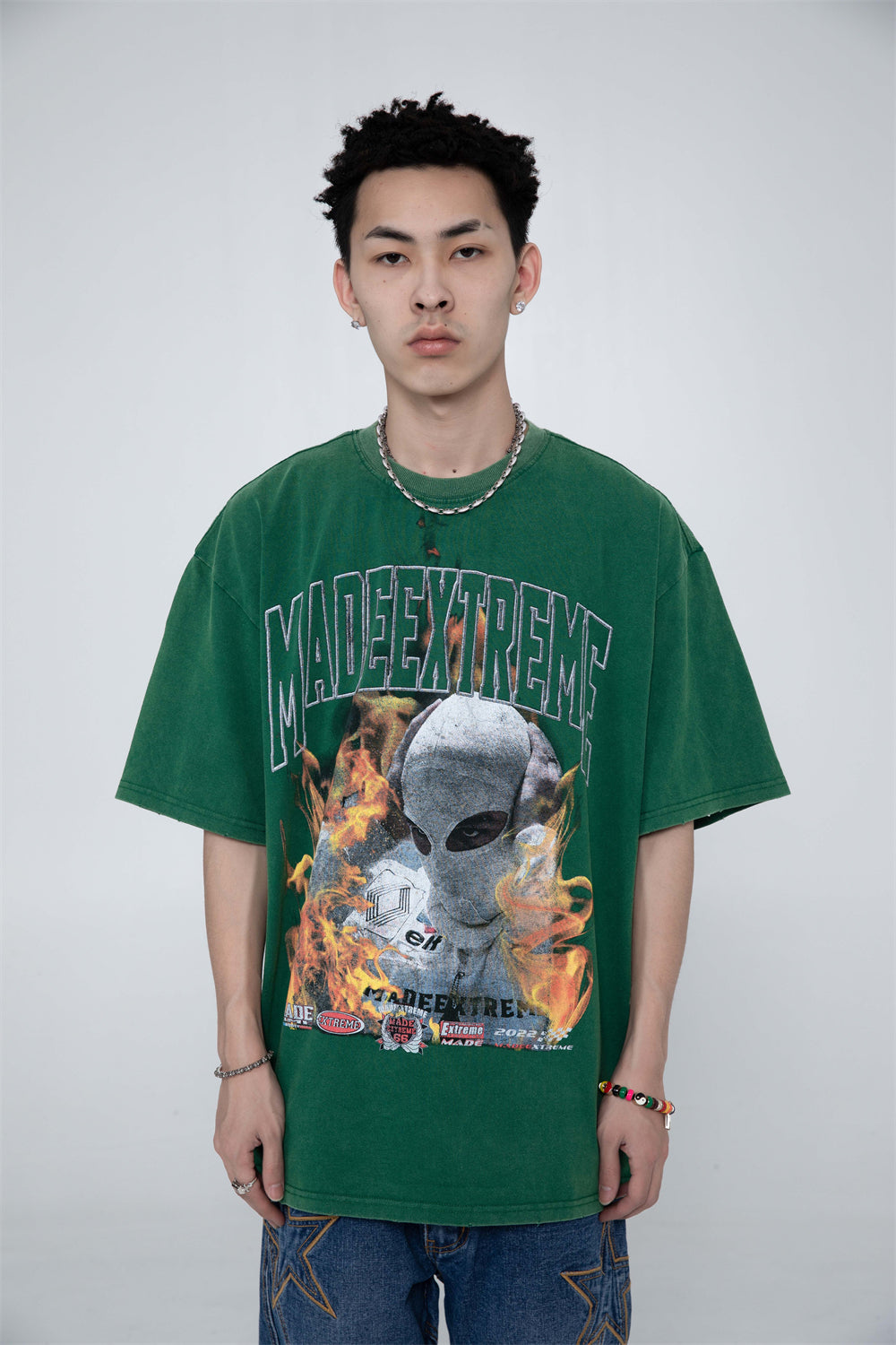 Graphic Flame Streetwear Exaggerated Men's Shirt T shirt Tee Flame