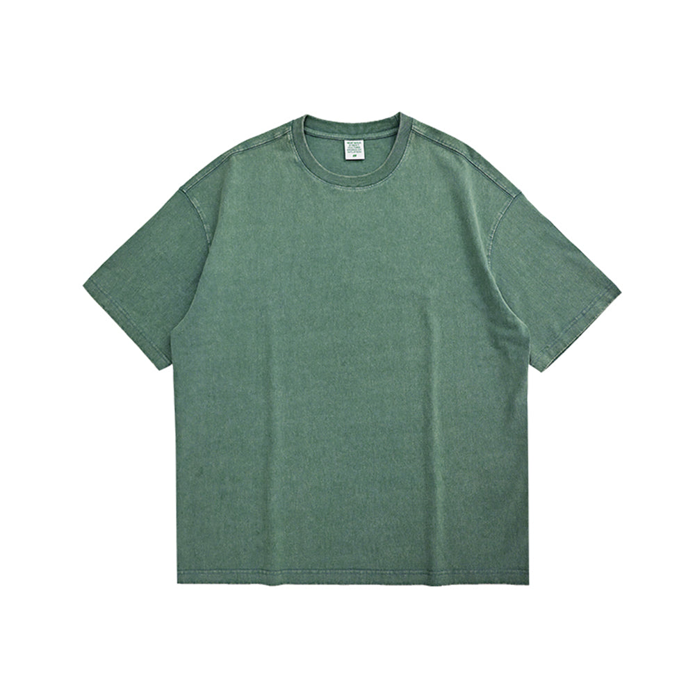 Pure Color Vintage Washed Oversized Retro T Shirt